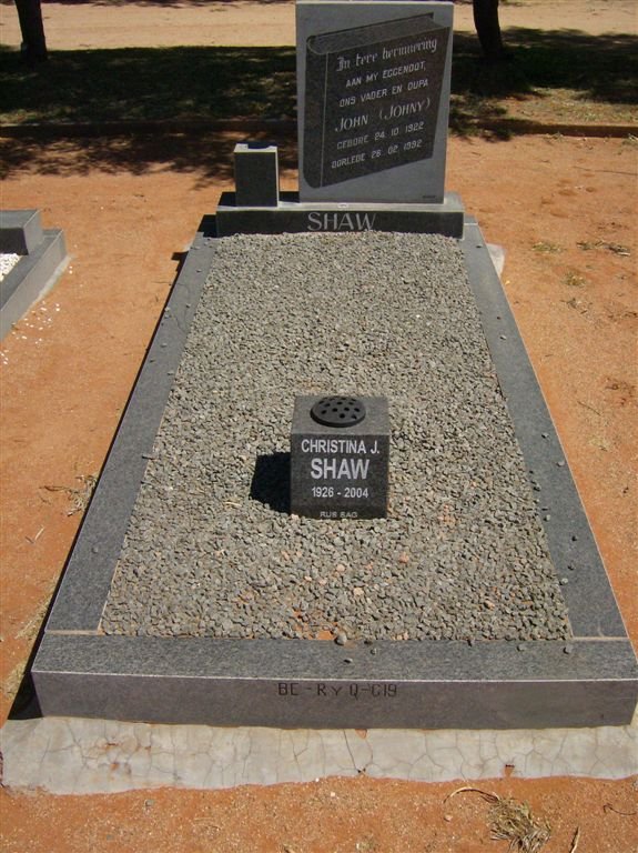 SHAW John 1922-1992 &amp; Christina J. 1926-2004