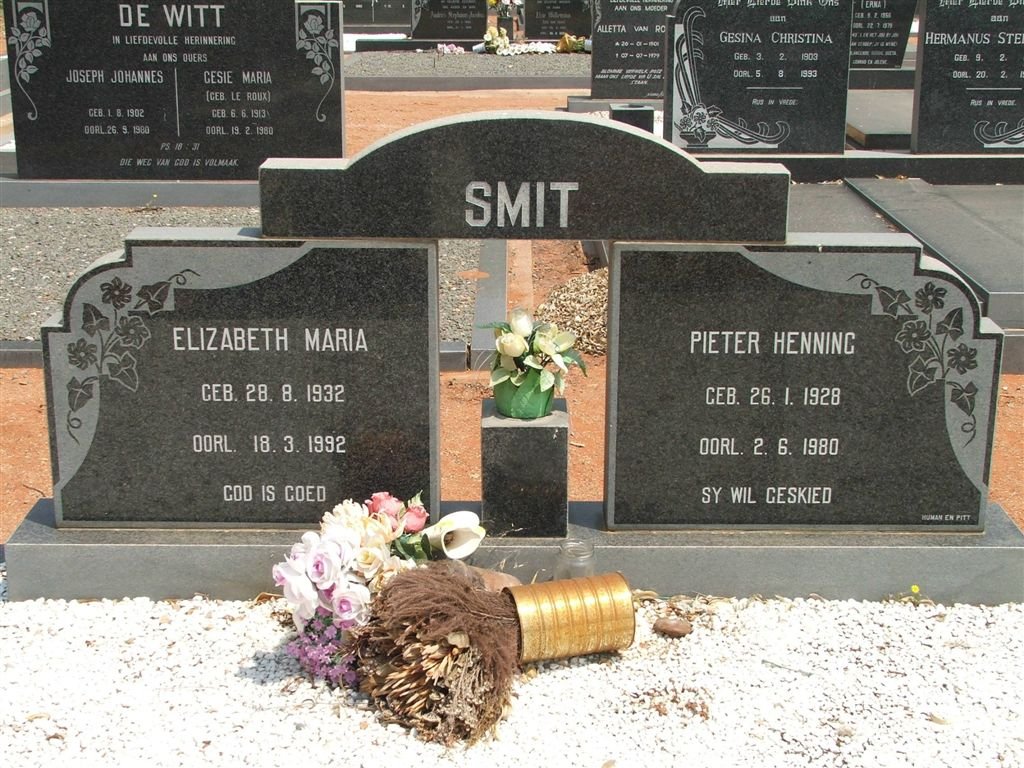 SMIT Pieter Henning 1928-1980 &amp; Elizabeth Maria 1932-1992