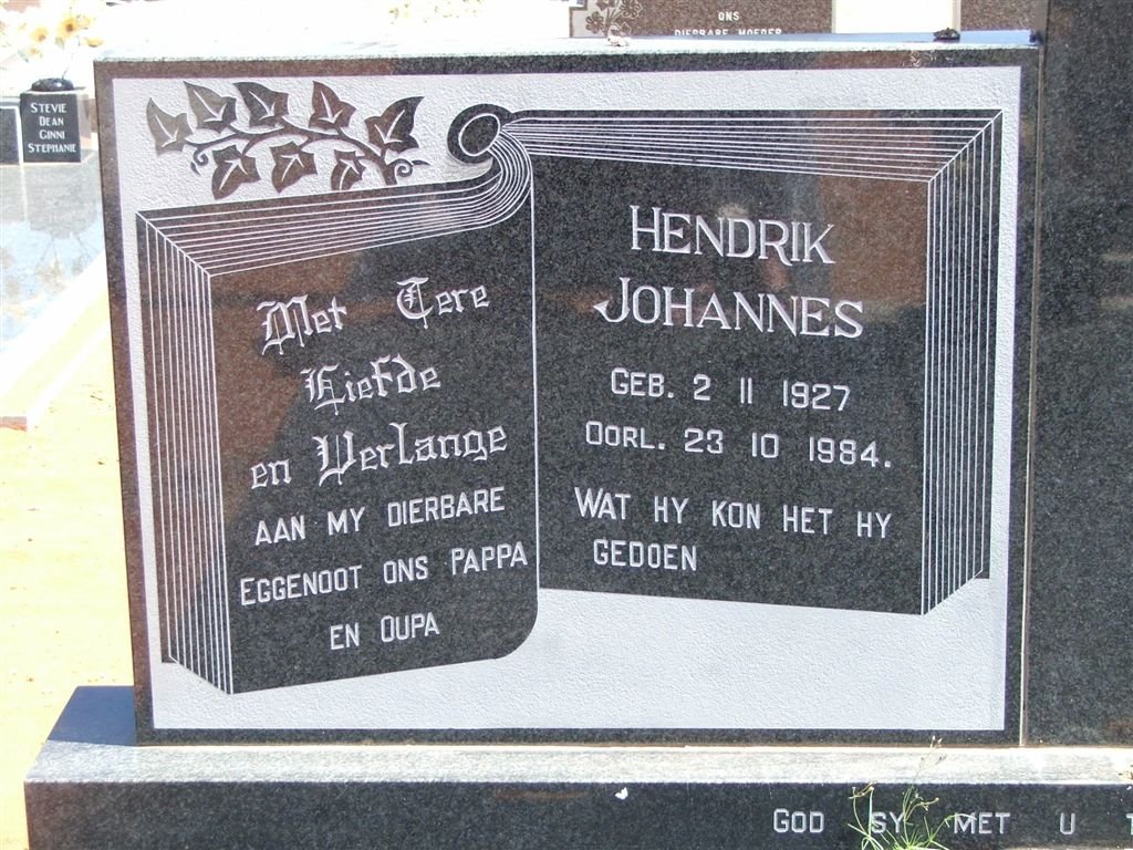 STADEN Hendrik Johannes, van 1927-1984