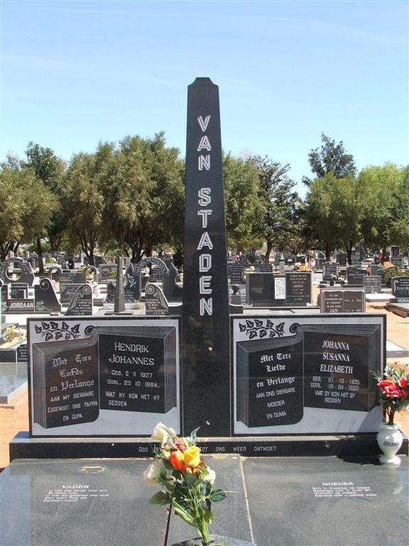 STADEN Hendrik Johannes, van 1927-1984 &amp; Johanna Susanna Elizabeth 1935-2002