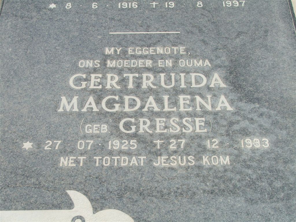 STEENKAMP Gertruida Magdalena nee GRESSE 1925-1993