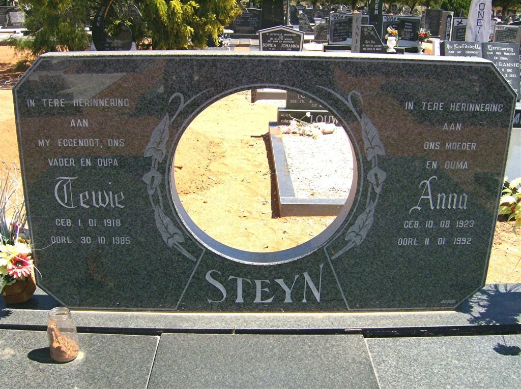 STEYN Tewie 1918-1985 &amp; Anna 1923-1992