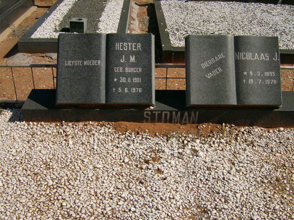 STOMAN Nicolaas J. 1895-1978 &amp; Hester J.M. BURGER 1901-1976