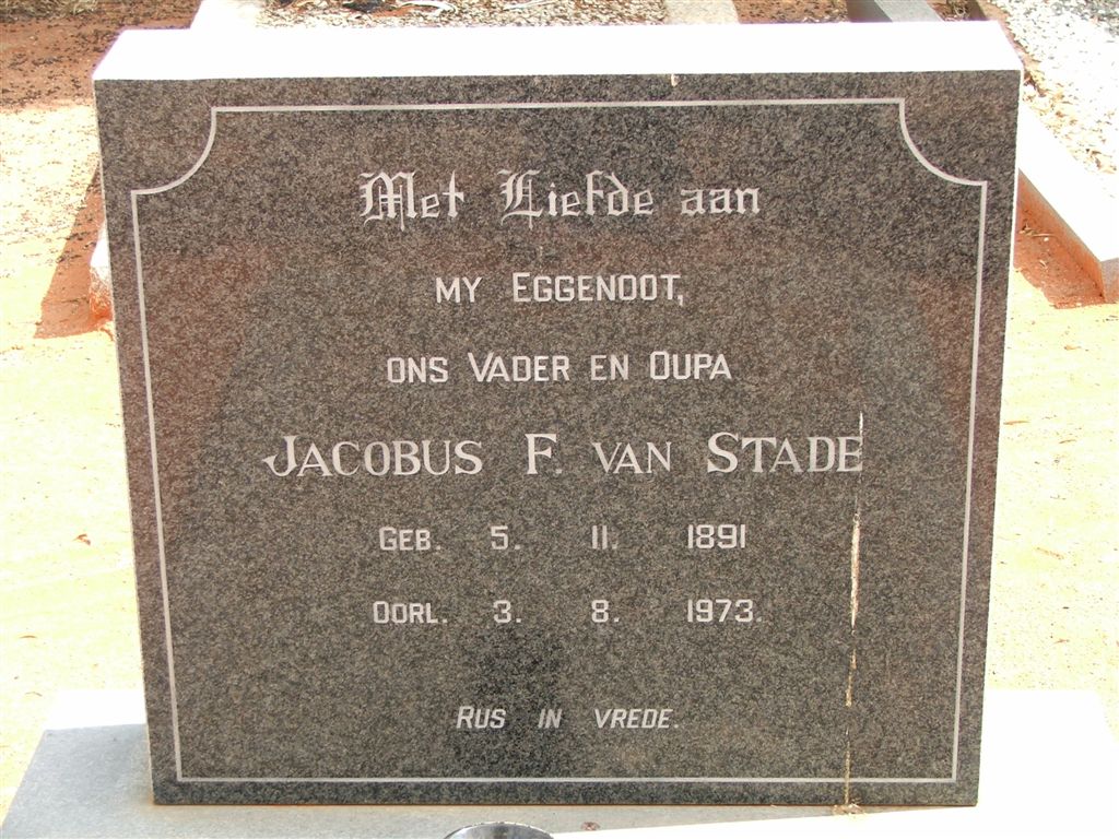 STADE Jacobus F., van 1891-1973