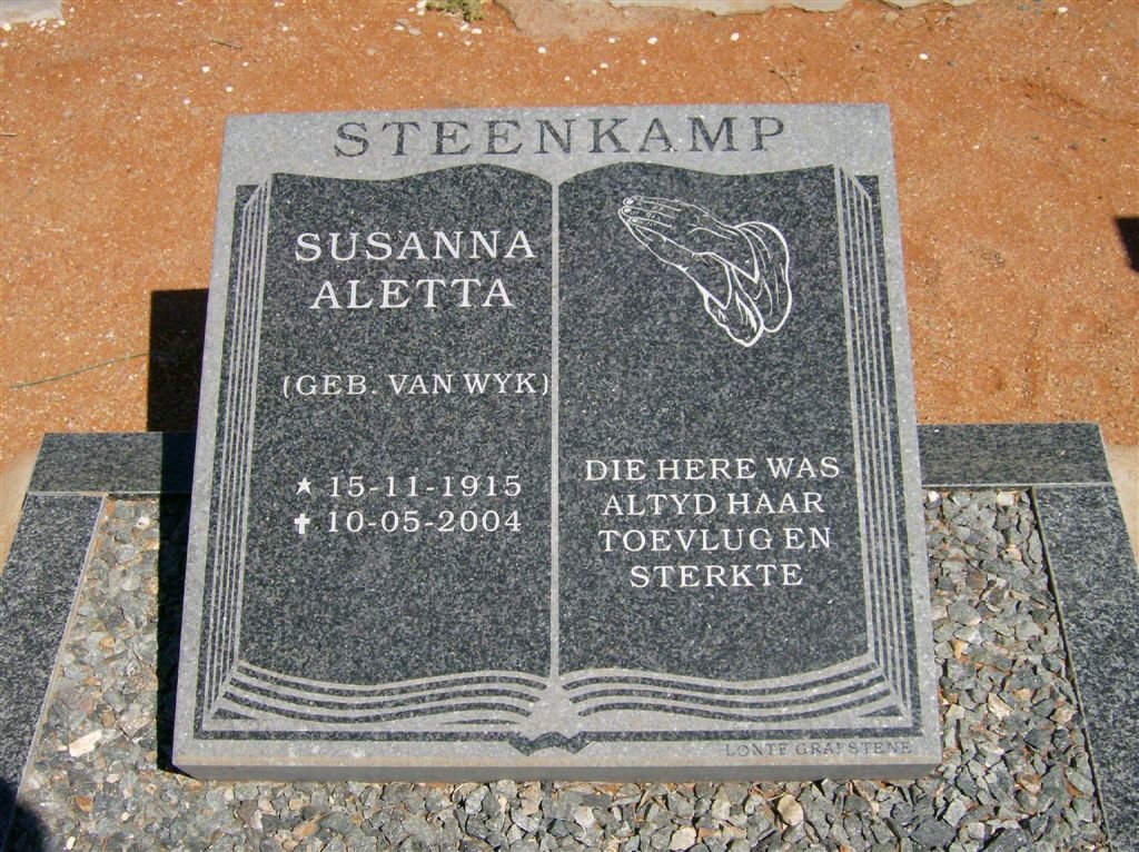 STEENKAMP Susanna Aletta nee VAN WYK 1915-2004