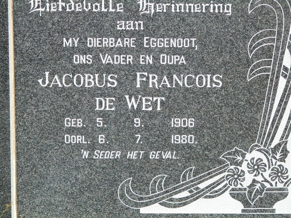 STEYN Jacobus Francois de Wet 1906-1980