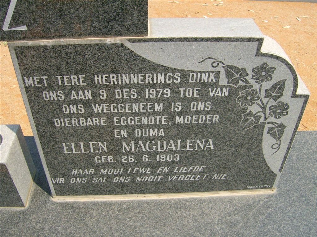 SWARTZ Ellen Magdalena 1903-1979