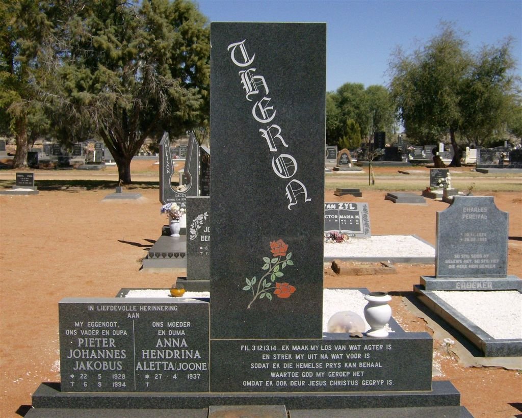 THERON Pieter Johannes Jakobus 1928-1994 &amp; Anna Hendrina Aletta JOON 1937-
