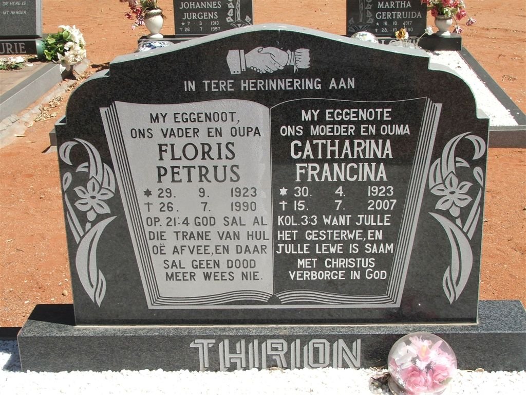 THIRION Floris Petrus 1923-1990 &amp; Catharina Francina 1923-2007