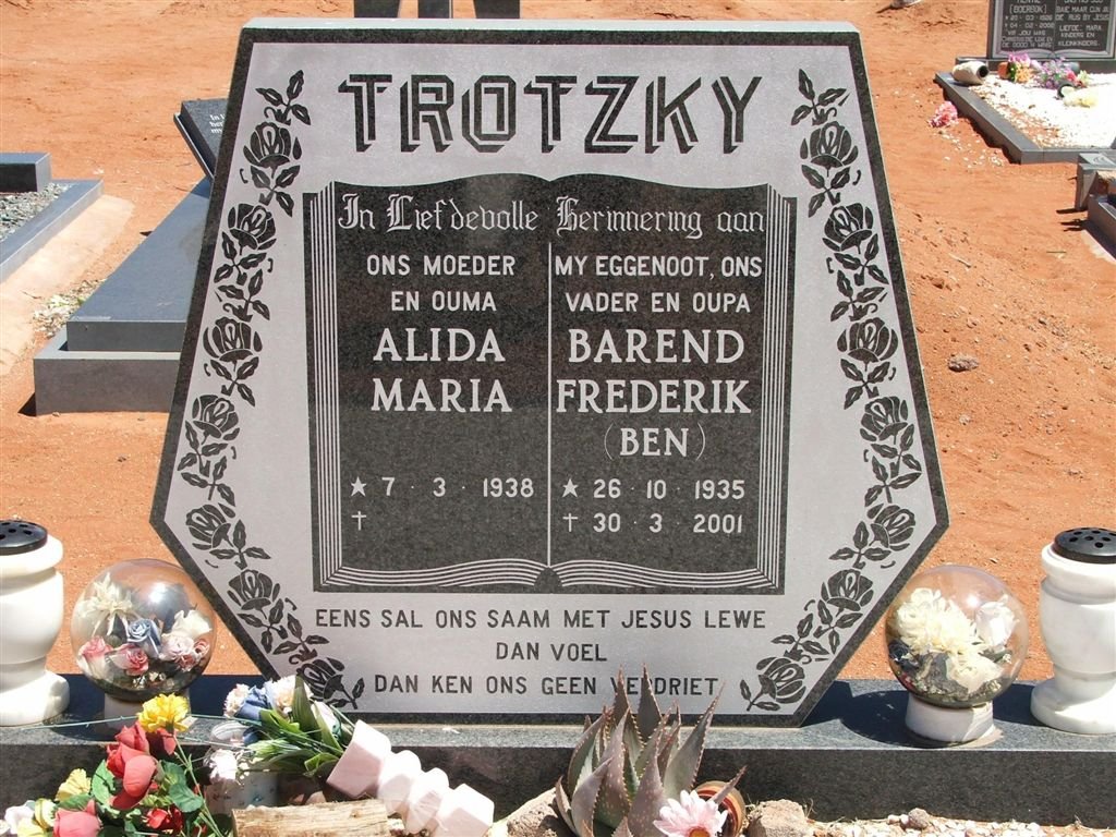 TROTZKY Barend Frederik 1935-2001 &amp; Alida Maria 1938