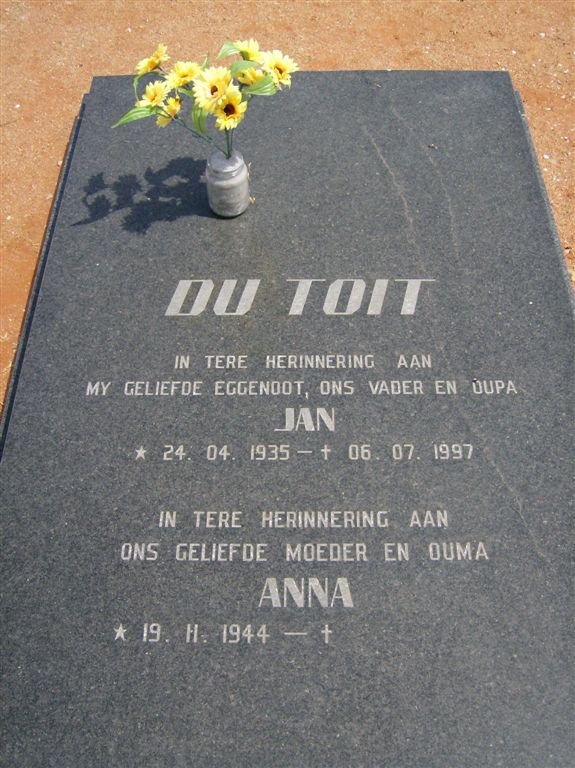 TOIT Jan, du 1935-1997 &amp; Anna 1944-