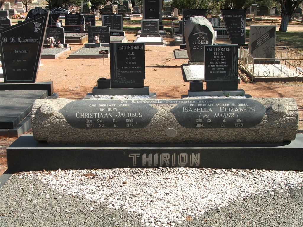 THIRION Christiaan Jacobus 1891-1977 &amp; Isabella Elizabeth MARITZ 1891-1978