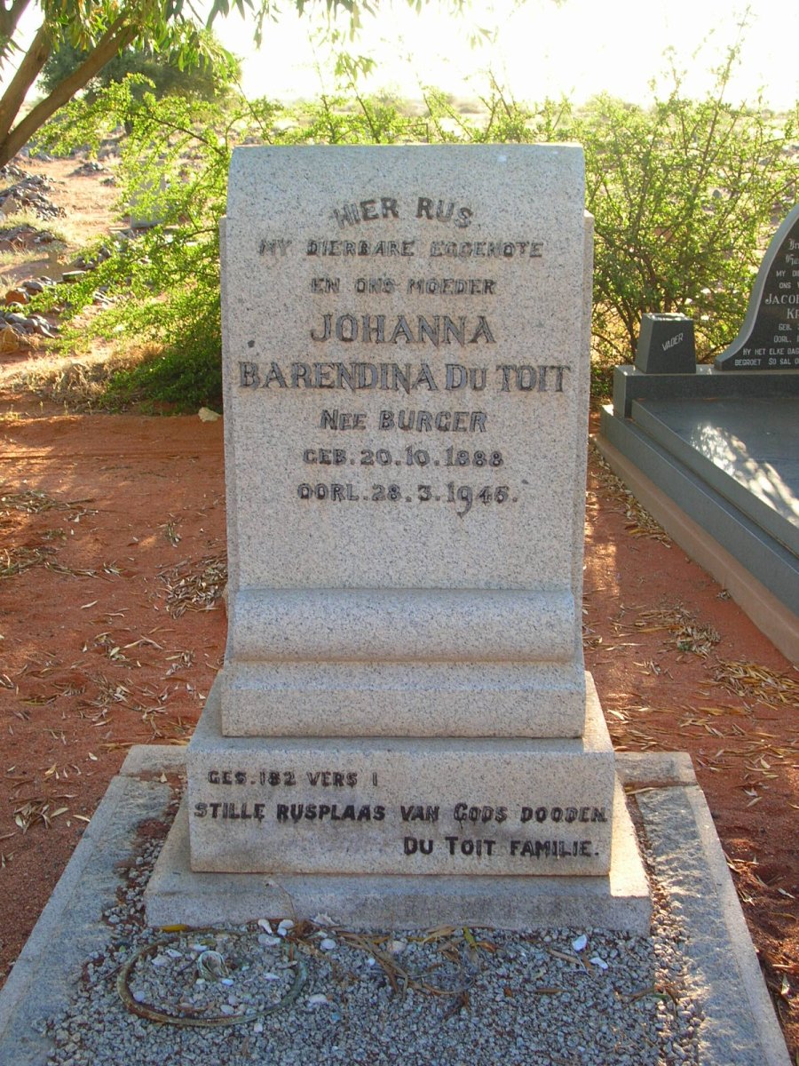 TOIT Johanna Barendina, du, nee BURGER 1888-1946