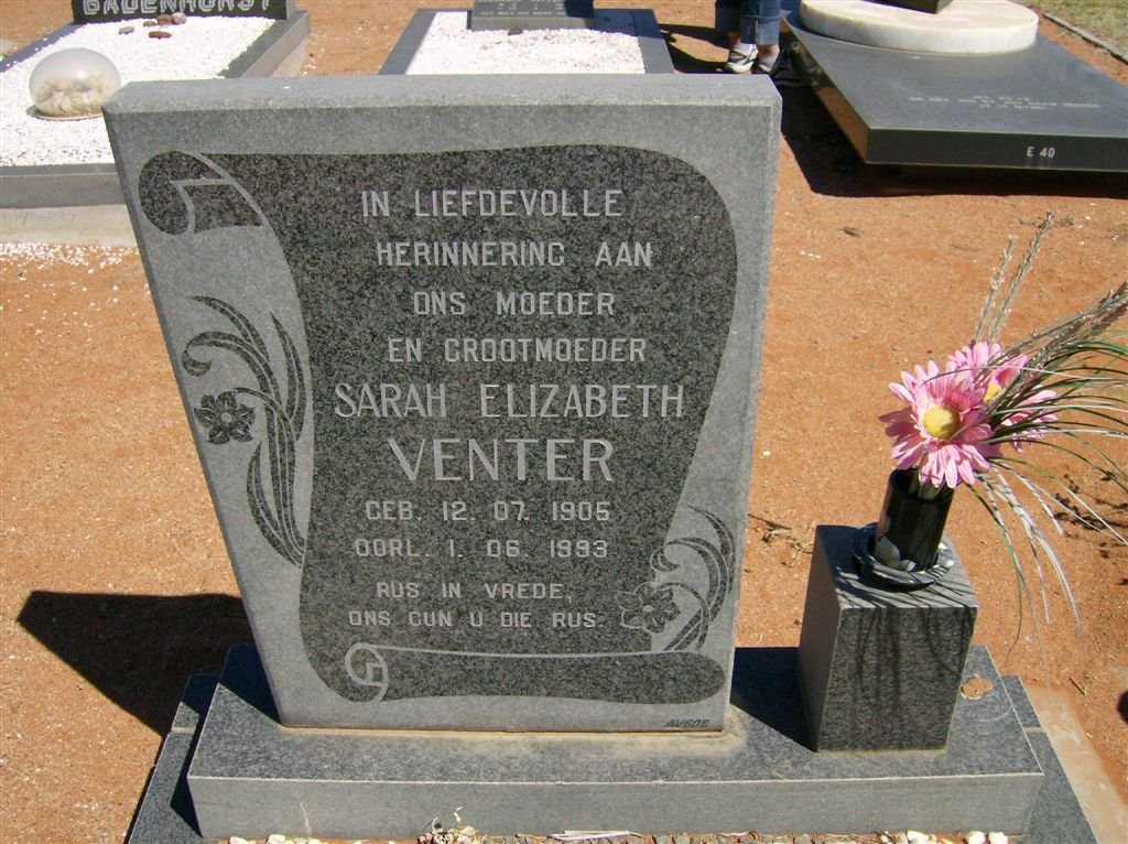 VENTER Sarah Elizabeth 1905-1993