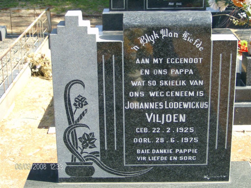 VILJOEN Johannes Lodewickus 1925-1975