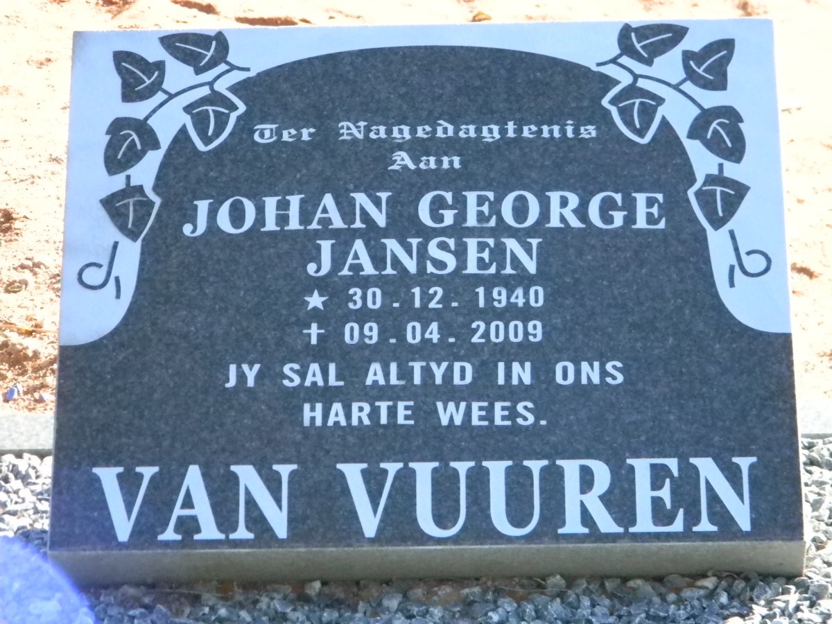 VUUREN Johan George, Jansen van 1940-2009