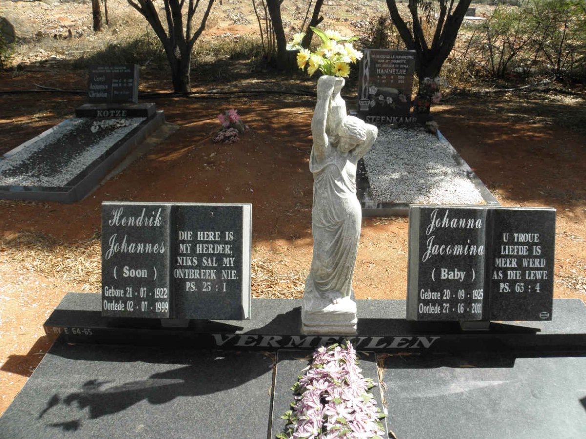 VERMEULEN Hendrik Johannes 1922-1999 &amp; Johanna Jacomina 1925-2011