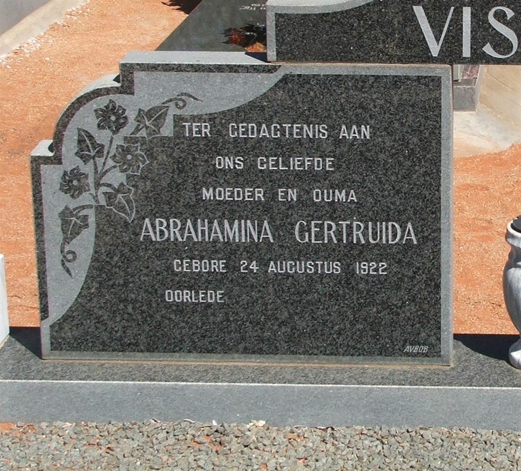 VISAGIE Abrahamina Gertruida 1922-