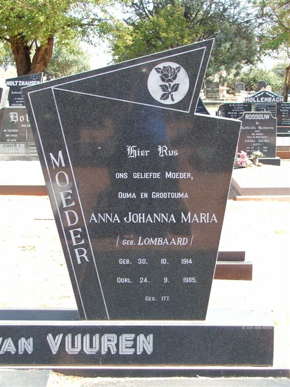 VUUREN Anna Johanna Maria, Janse van nee LOMBAARD 1914-1985