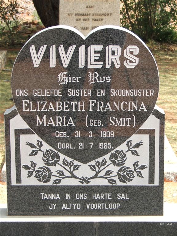 VIVIERS Elizabeth Francina Maria nee SMIT 1909-1985