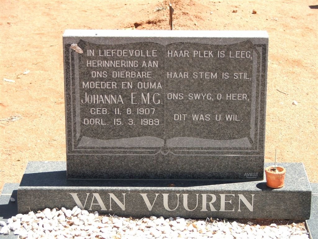 VUUREN Johanna E.M.G., van 1907-1989
