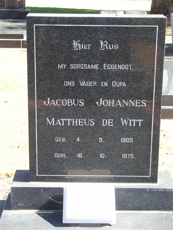 WITT Jacobus Johannes Mattheus, de 1905-1975