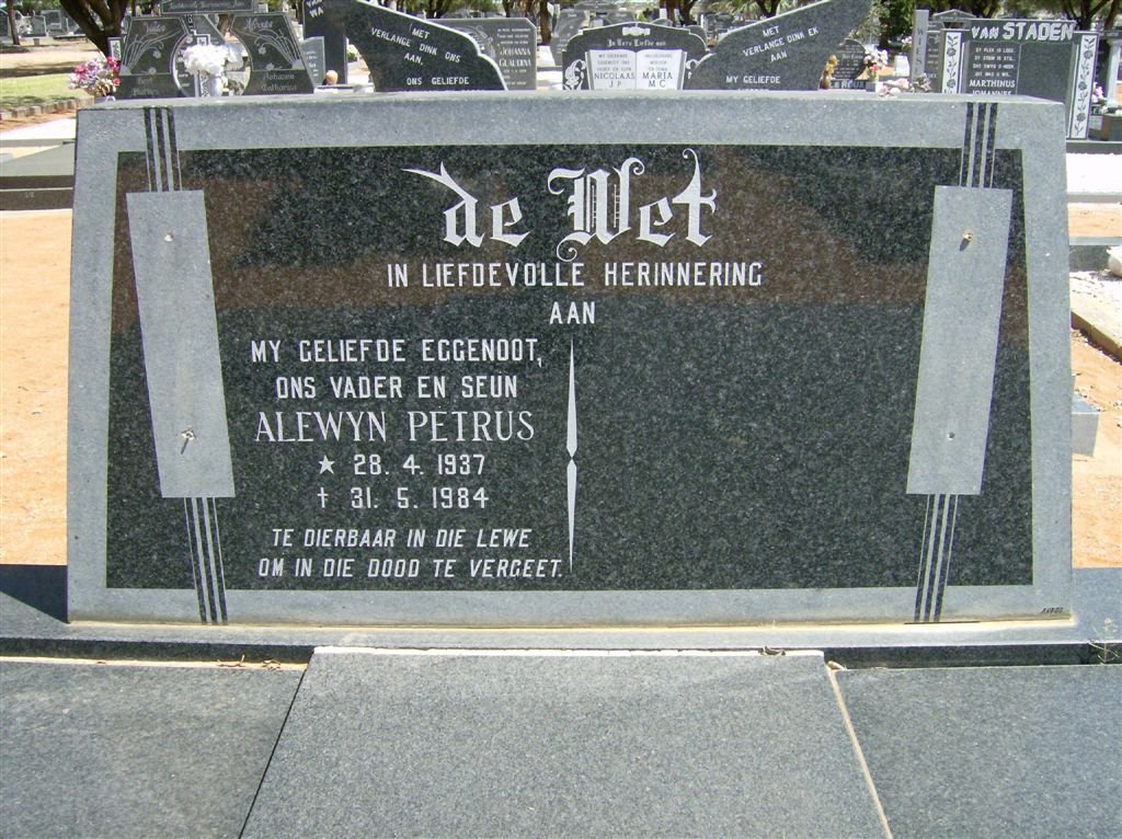 WET Alewyn Petrus, de 1937-1984