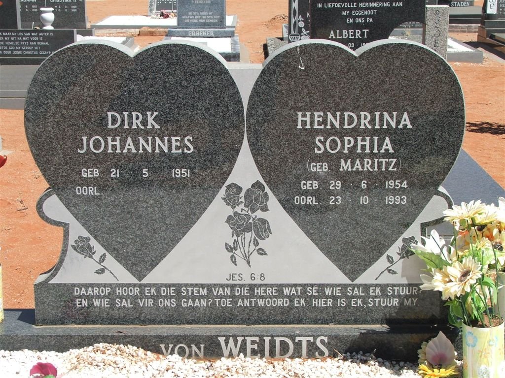 WEIDTS Dirk Johannes, von 1951- &amp; Hendrina Sophia MARITZ 1954-1993