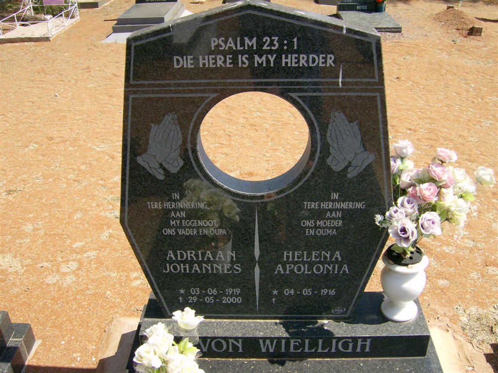 WIELLIGH Adriaan Johannes, von 1919-2000 &amp; Helena Apolonia 1916-