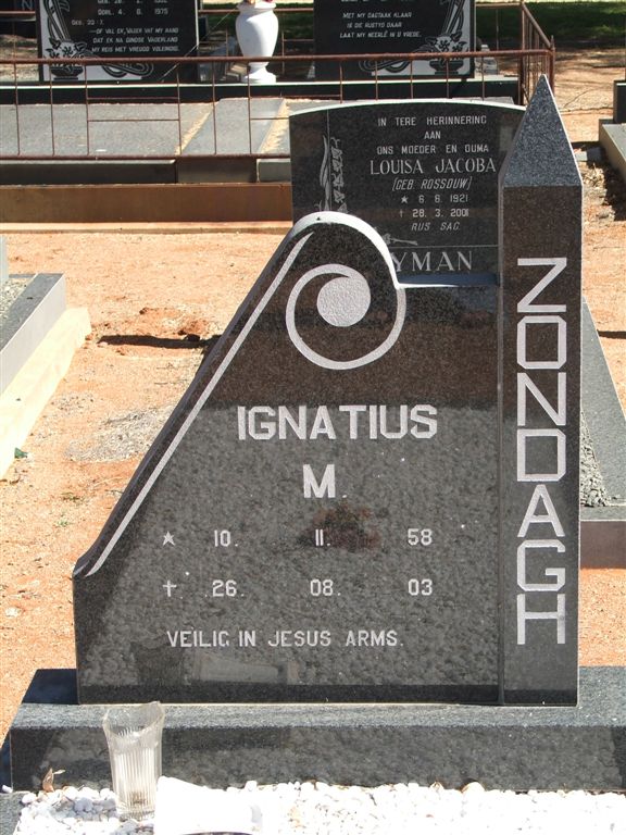 ZONDAGH Ignatius M. 1958-2003