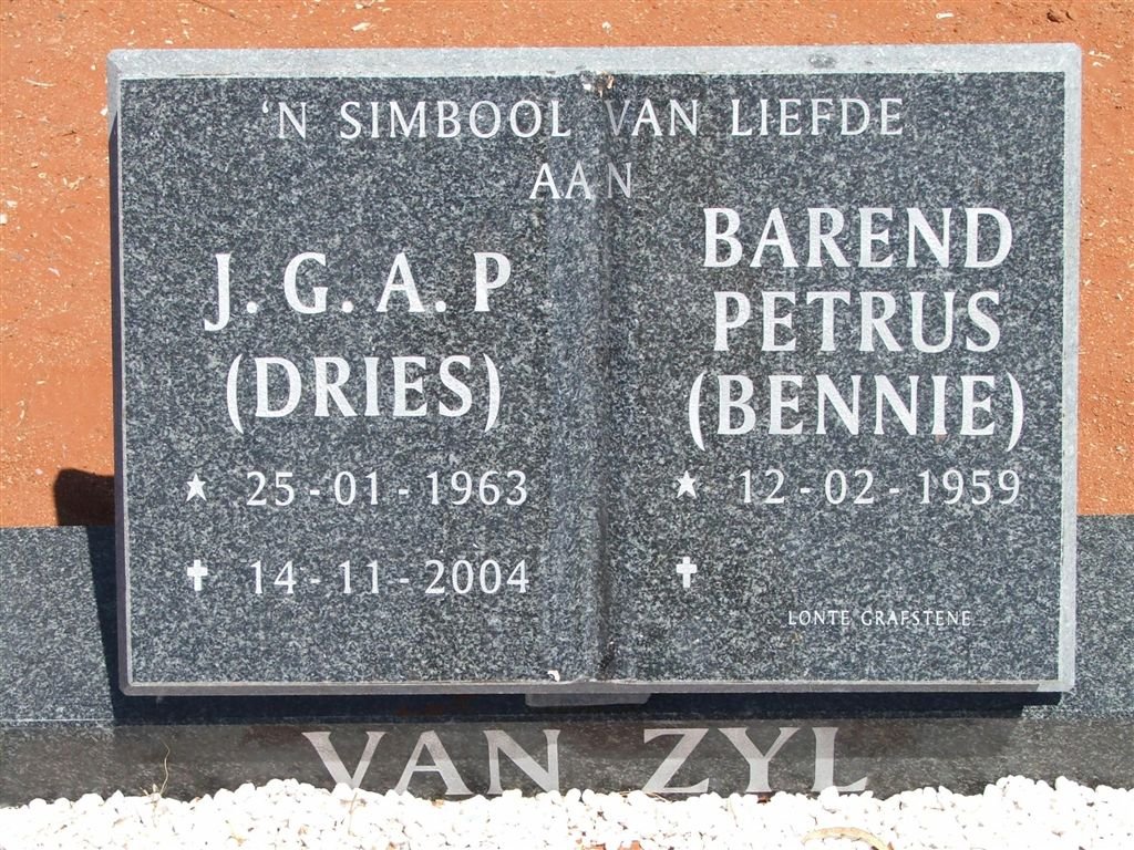 ZYL Barend Petrus, van 1959-  &amp; J.G.A.P. 1963-2004