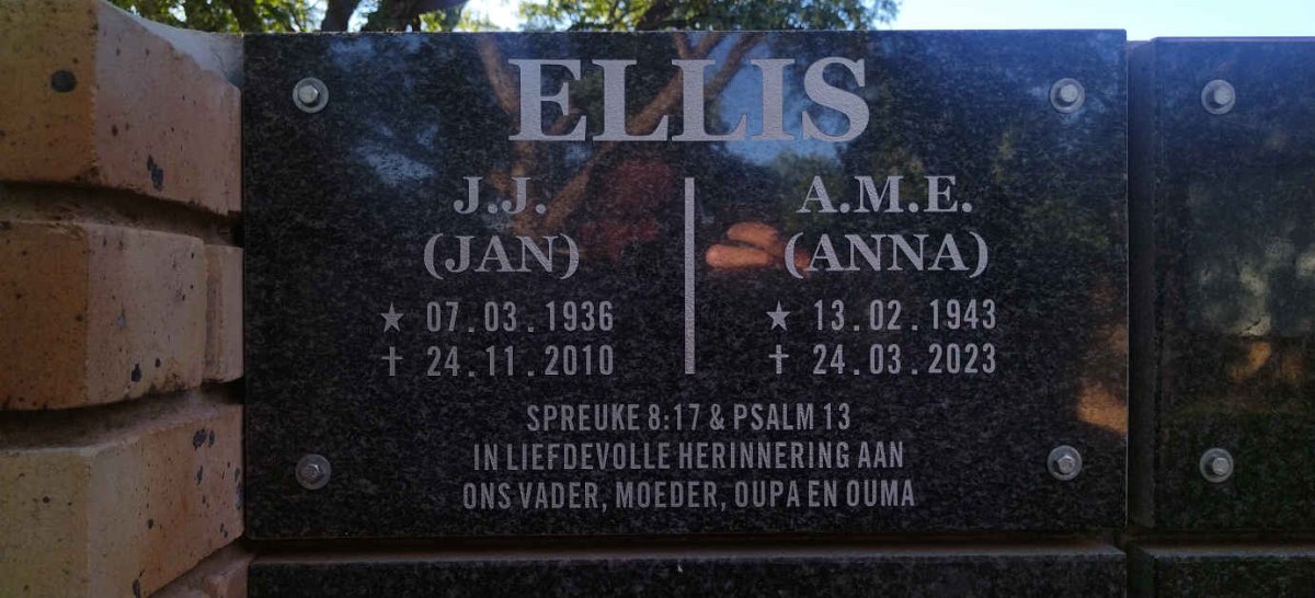 ELLIS J.J. 1936-2010 & A.M.E. 1943-2023