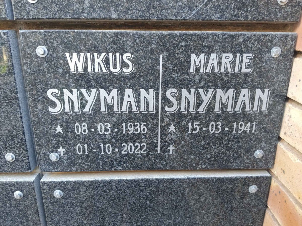 SNYMAN Wikus 1936-2022 & Marie 1941-