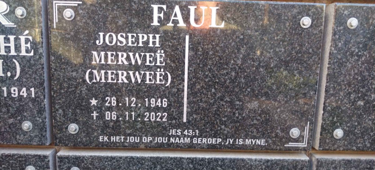 FAUL Joseph Merwee 1946-2022