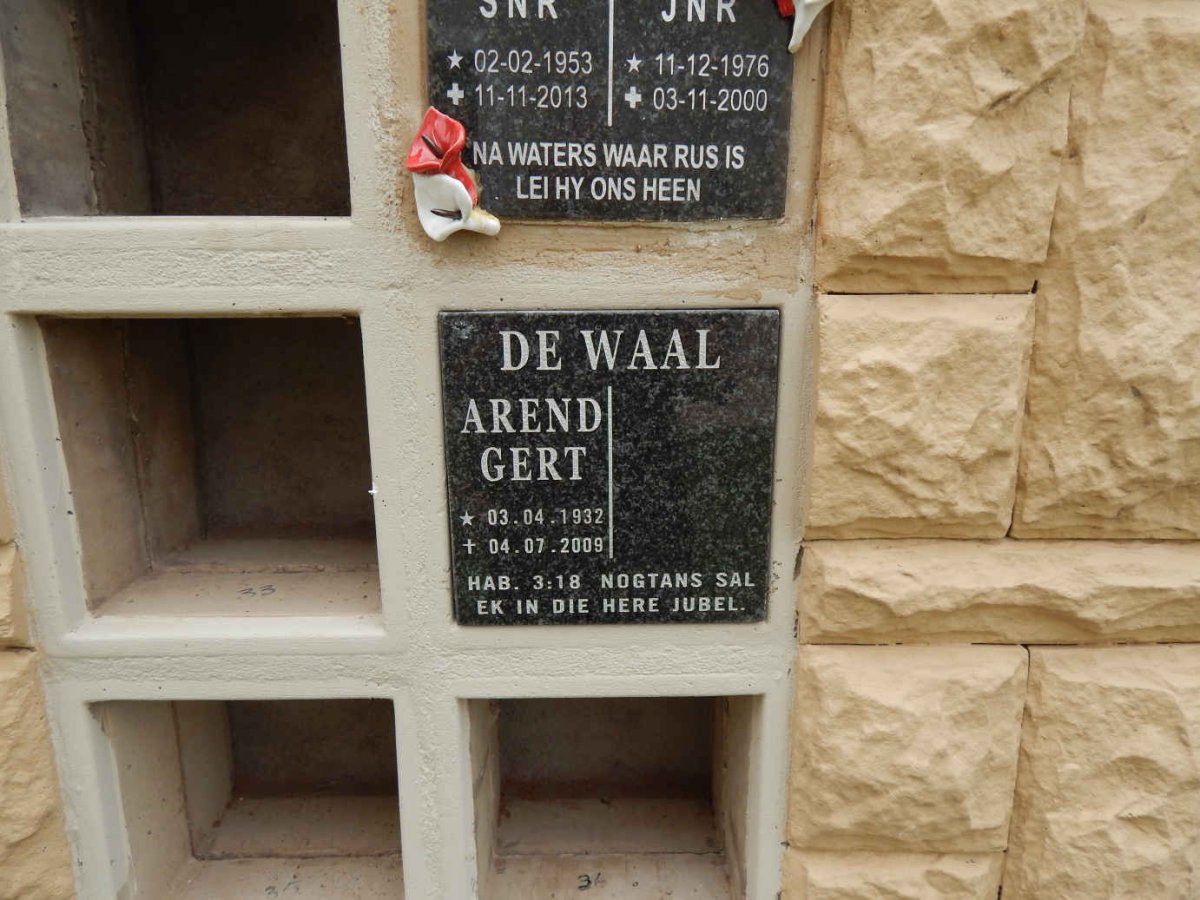 WAAL Arend Gert, de 1932-2009