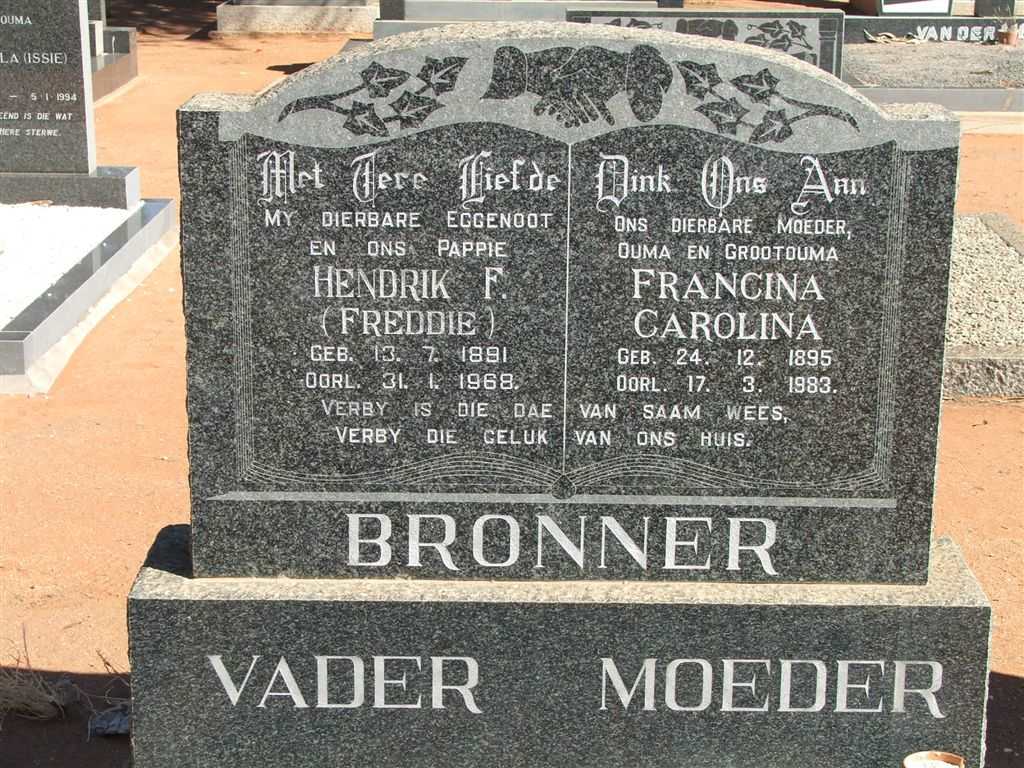 BRONNER Hendrik F. 1891-1968 &amp; Francina Carolina 1895-1983