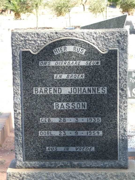BASSON Barend Johannes 1935-1959
