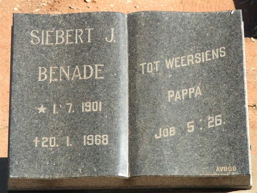 BENADE Siebert J 1901-1968