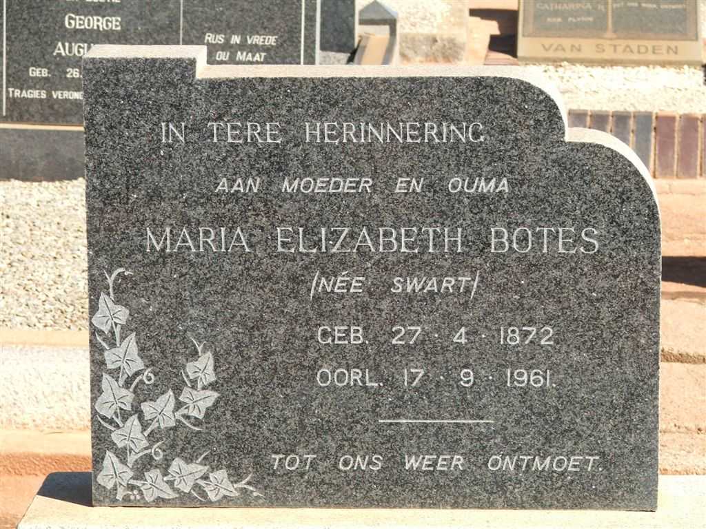 BOTES Maria Elizabeth nee SWART 1872-1961