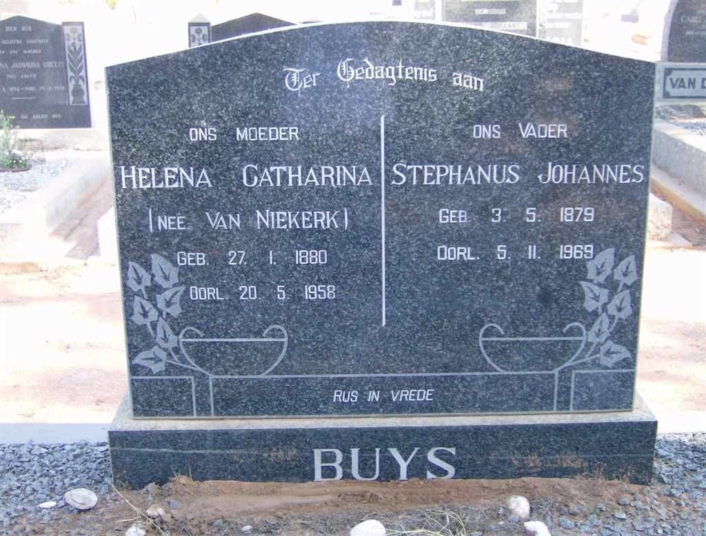 BUYS Stephanus Johannes 1879-1969 &amp; Helena Catharina VAN NIEKERK 1880-1958