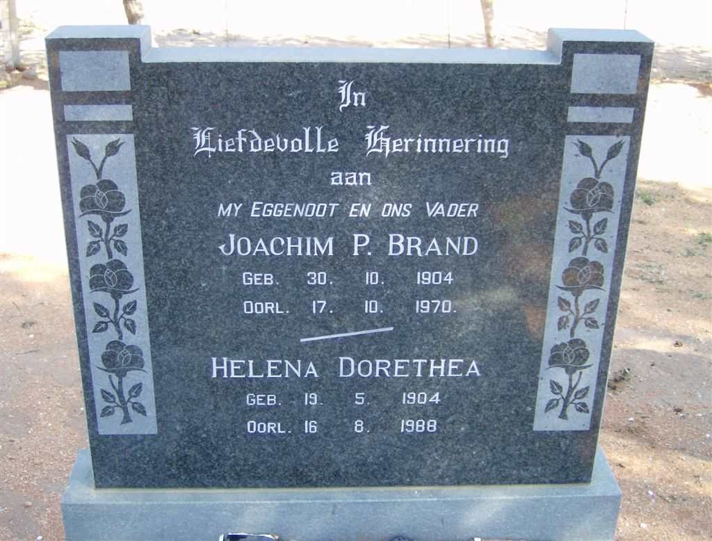 BRAND Joachim P. 1904-1970 &amp; Helena Dorethea 1904-1988