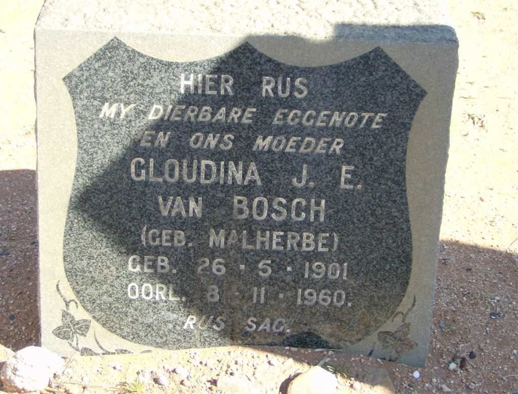 BOSCH Gloudina J.E. nee MALHERBE 1901-1960