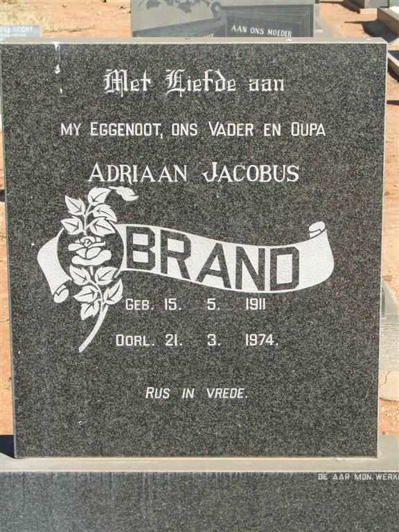 BRAND Adriaan Jacobus 1911-1974