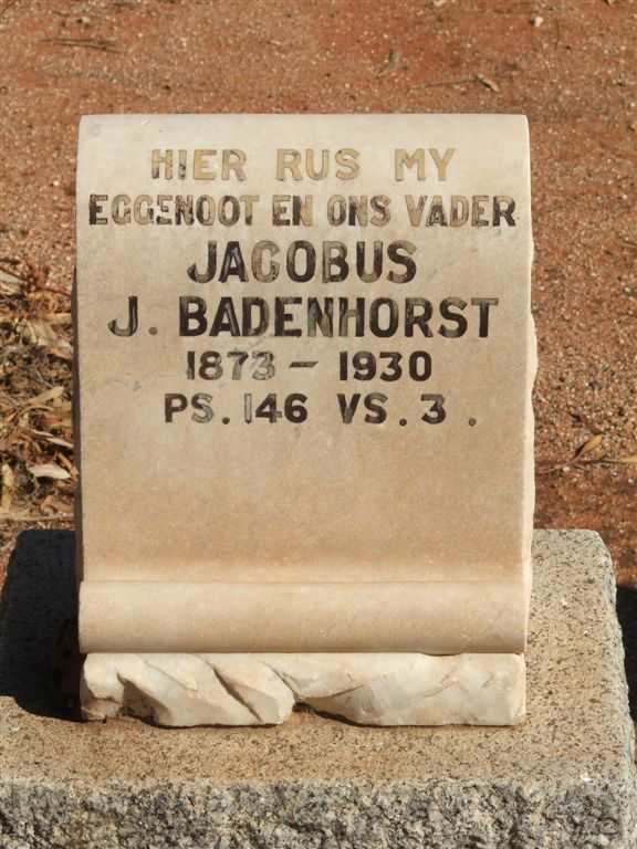 BADENHORST Jacobus J. 1873-1930