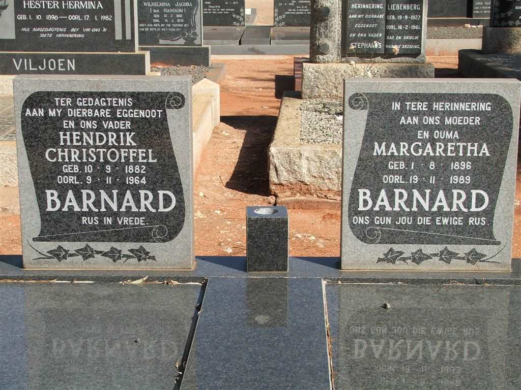 BARNARD Hendrik Christoffel 1882-1964 &amp; Margaretha 1896-1989