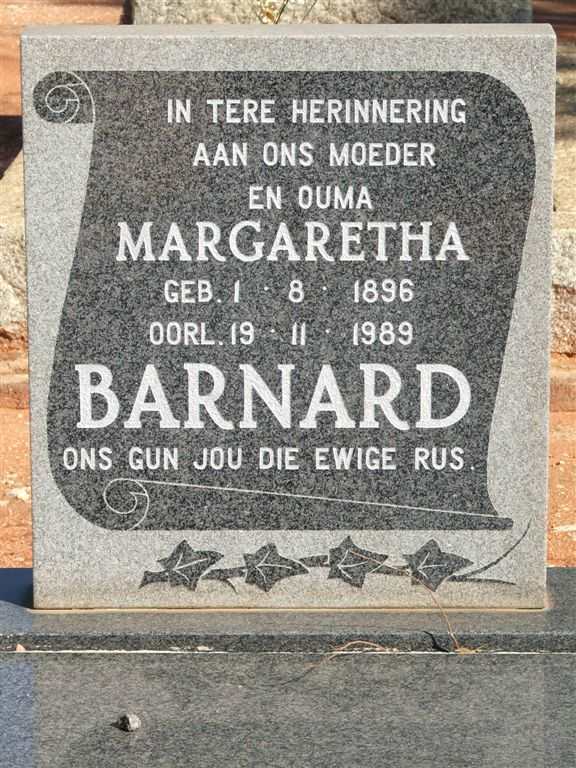 BARNARD Margaretha 1896-1989