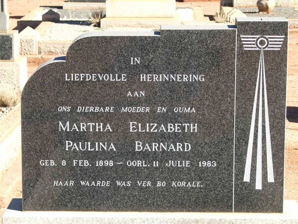 BARNARD Martha Elizabeth Paulina 1898-1983