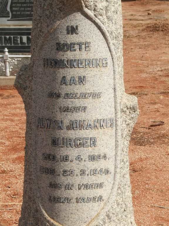 BURGER Alwyn Johannes 1884-1946