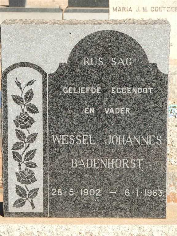 BADENHORST Wessel Johannes 1902-1963