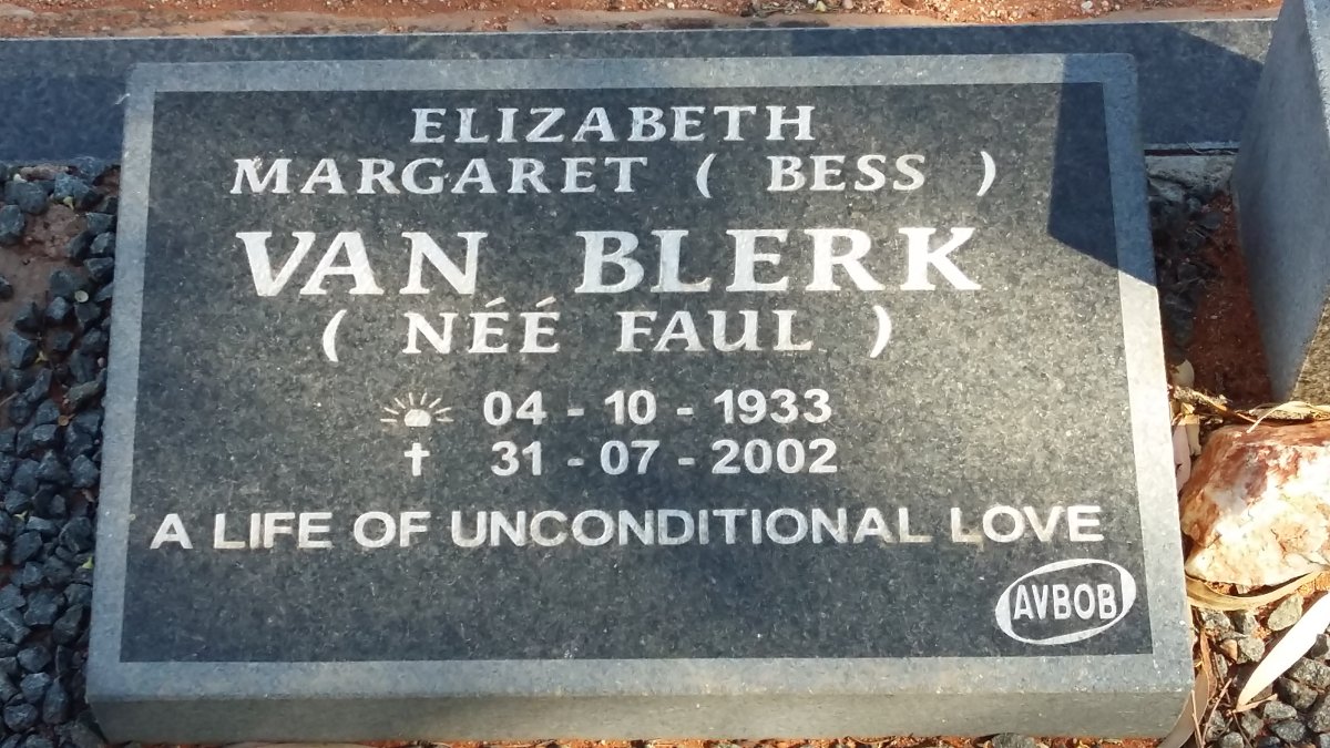 BLERK Elizabeth Margaret, van nee FAUL 1933-2002
